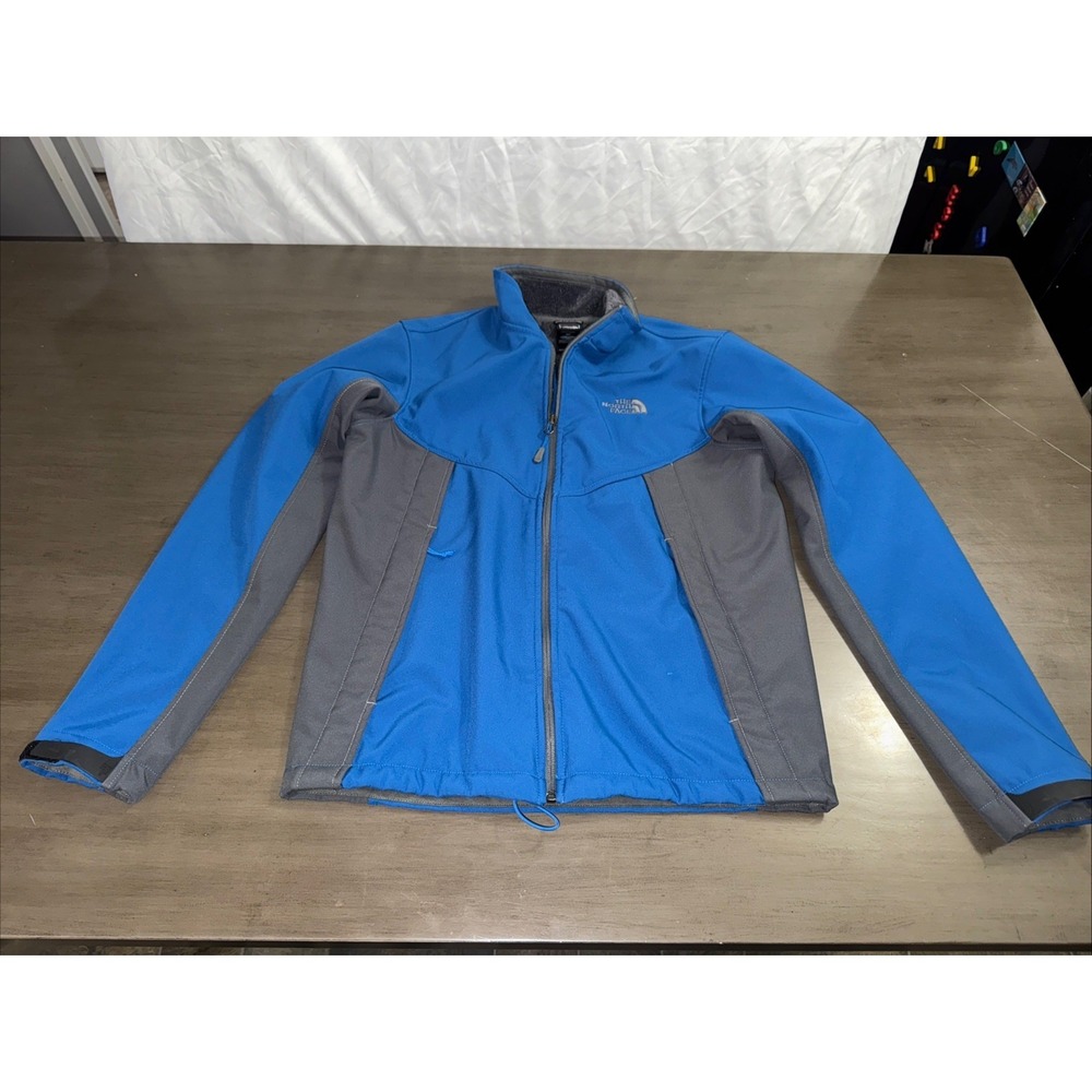 North Face Jacket Mens Small Blue Gray Soft Shell Fleece Lined Full Zip Outdoors